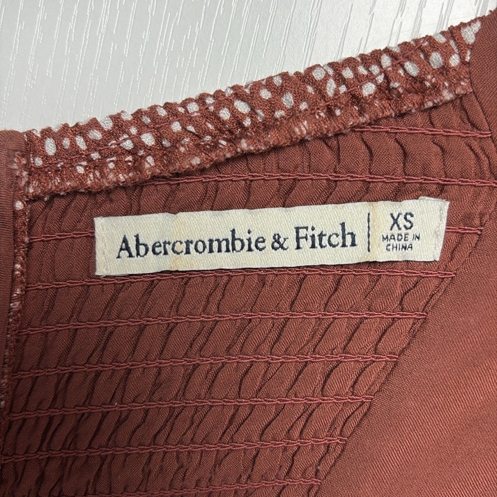 NWOT Abercrombie & Fitch Woven Speckled Dot A-Line Slit Midi Dress Rust XS - Picture 6 of 8